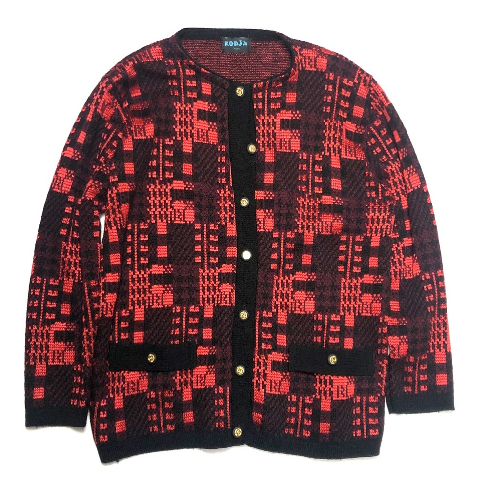 Kodja Paris Cardigan Sweater Red Black Dressy WOW